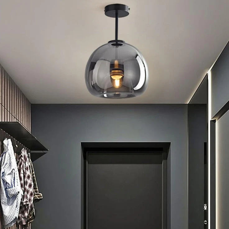 Semi-Flush Ceiling Light Glass Globe & Omnidirectional Low-Profile