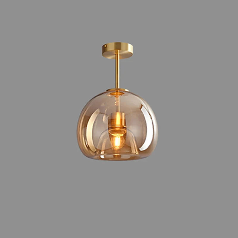 Semi-Flush Ceiling Light Glass Globe & Omnidirectional Low-Profile