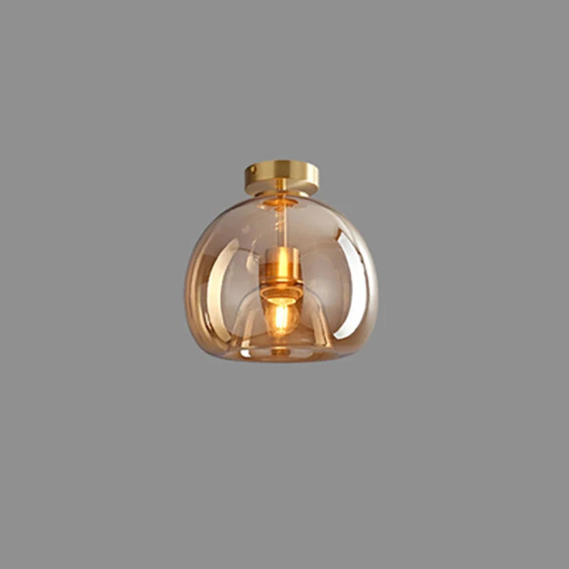 Semi-Flush Ceiling Light Glass Globe & Omnidirectional Low-Profile