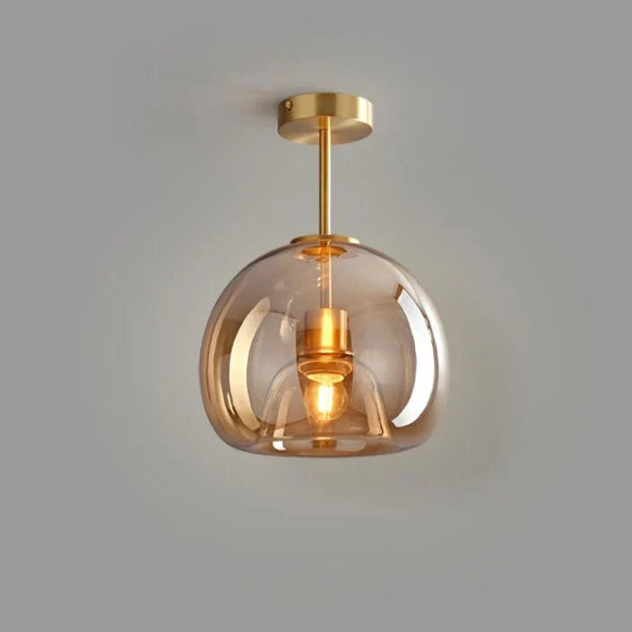 Semi-Flush Ceiling Light Glass Globe & Omnidirectional Low-Profile