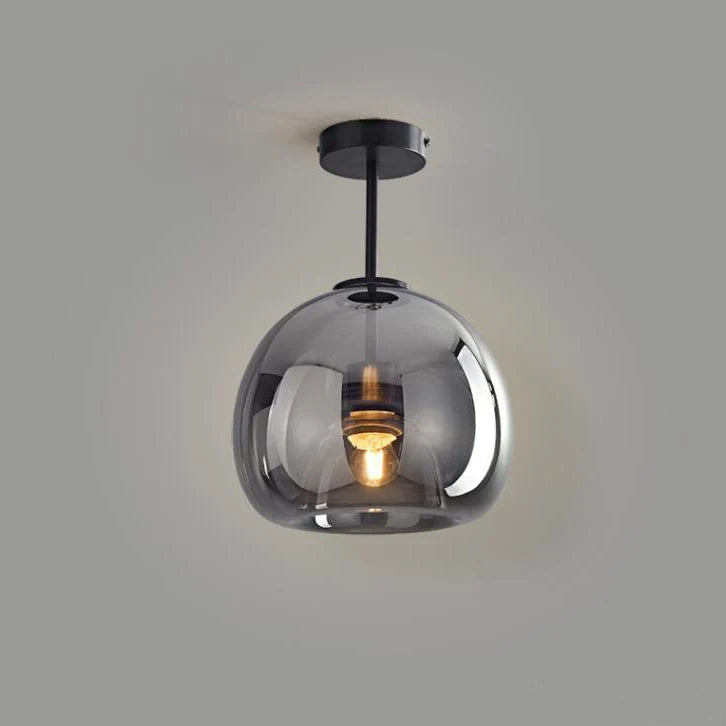 Semi-Flush Ceiling Light Glass Globe & Omnidirectional Low-Profile