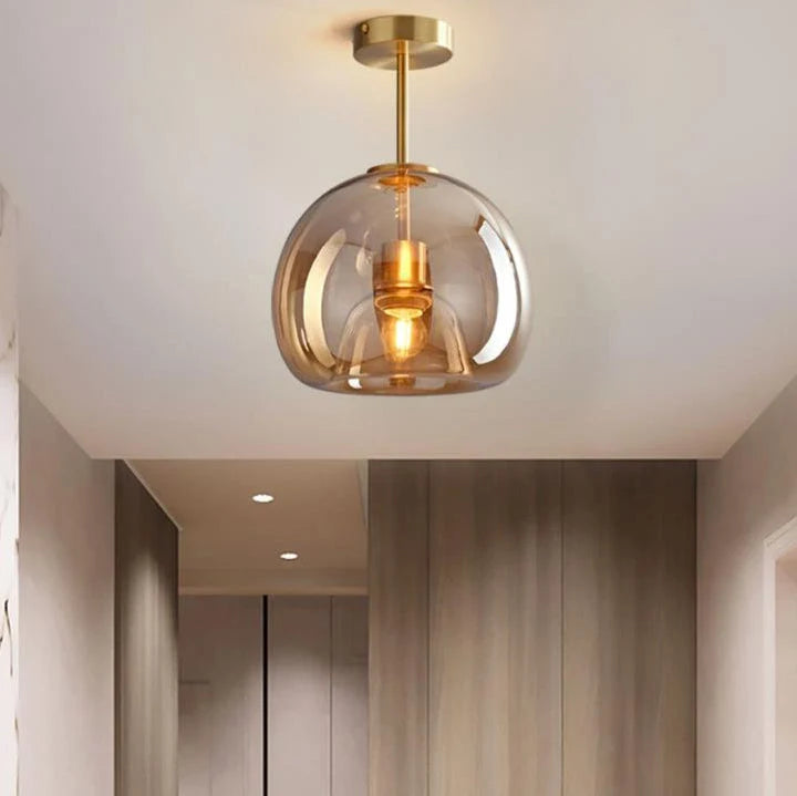 Semi-Flush Ceiling Light Glass Globe & Omnidirectional Low-Profile
