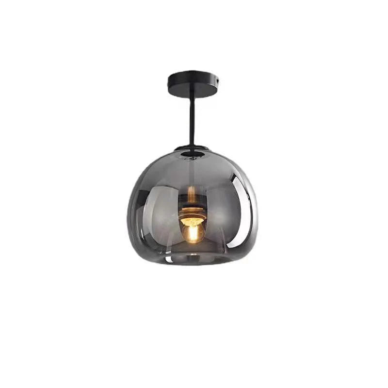 Semi-Flush Ceiling Light Glass Globe & Omnidirectional Low-Profile
