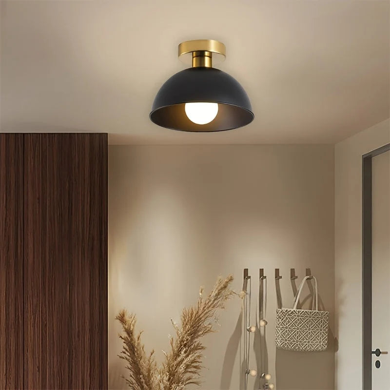 Semi-Flush Ceiling Light Matte Metal Downward Lighting