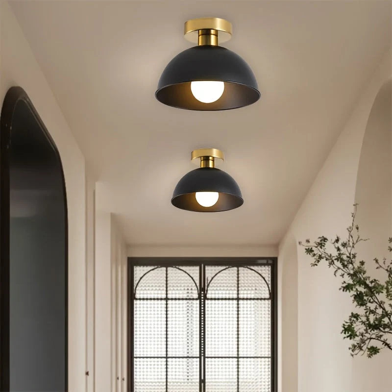 Semi-Flush Ceiling Light Matte Metal Downward Lighting