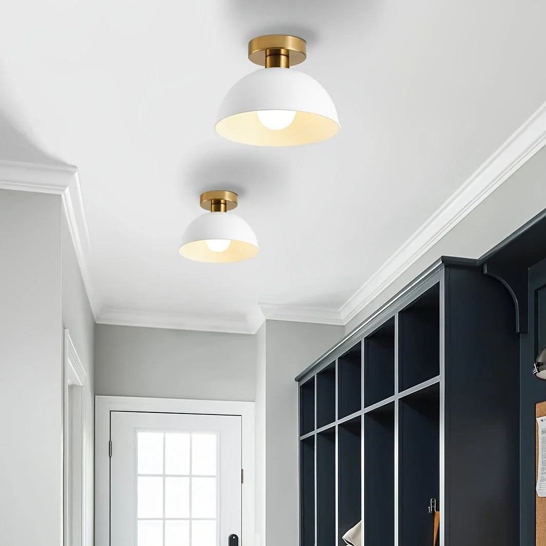 Semi-Flush Ceiling Light Matte Metal Downward Lighting