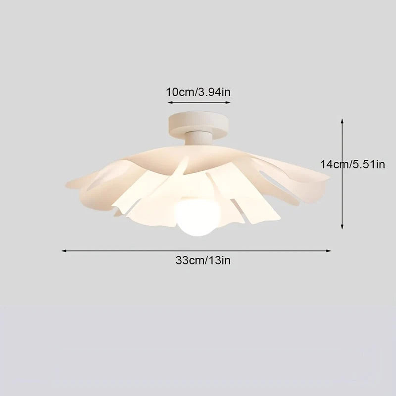 Semi-Flush Ceiling Light Petal Layered Pale Interior Three Sizes