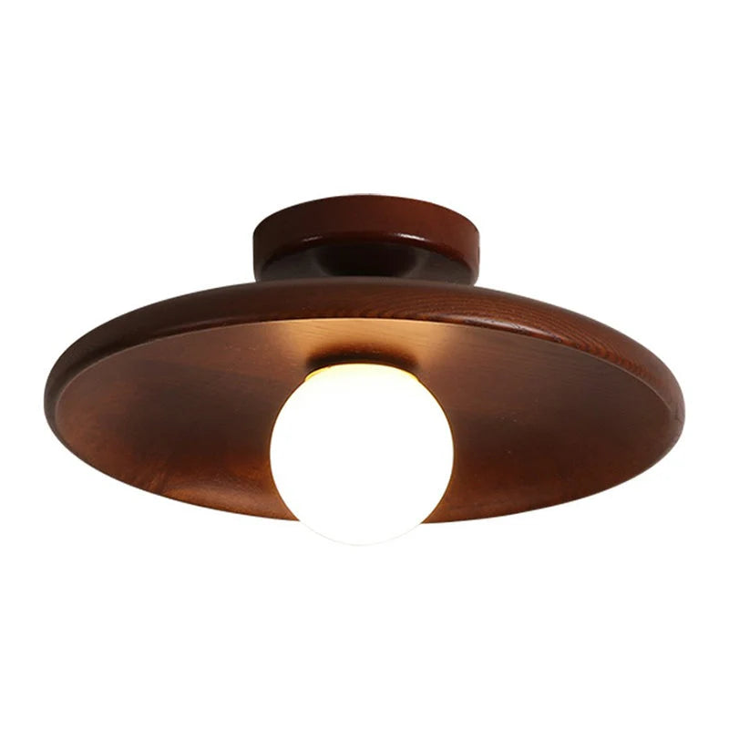 Semi-Flush Ceiling Light Wood Frame Visible Grain