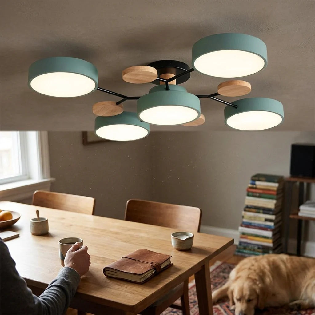 Semi-Flush Chandelier Integrated LED & Faceted Diffusers