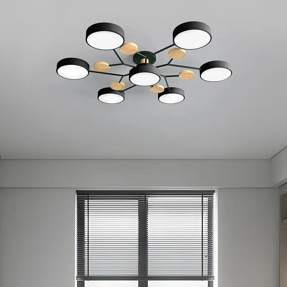 Semi-Flush Chandelier Integrated LED & Faceted Diffusers