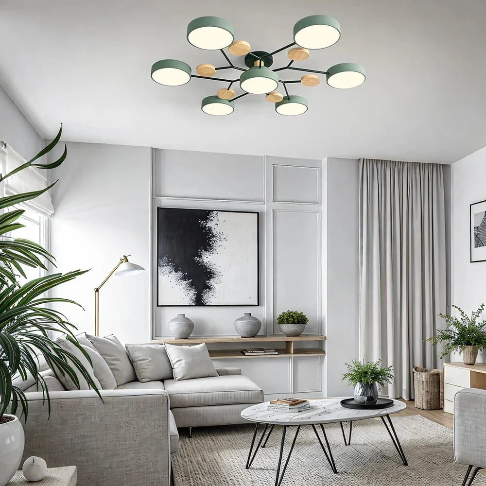 Semi-Flush Chandelier Integrated LED & Faceted Diffusers