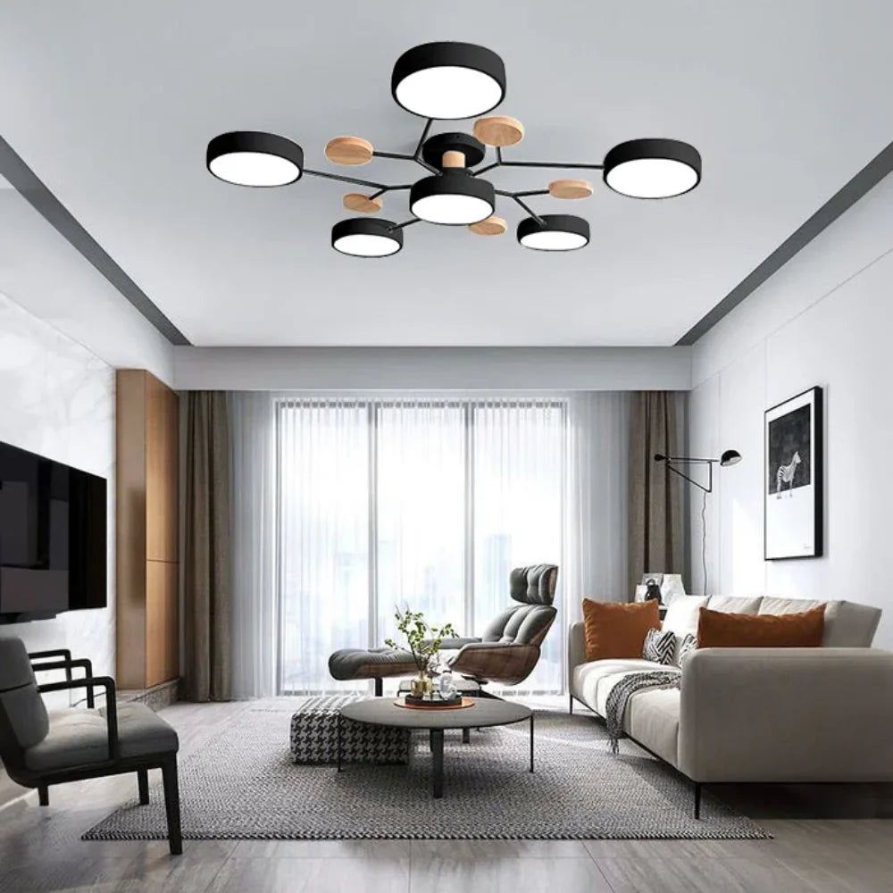 Semi-Flush Chandelier Integrated LED & Faceted Diffusers