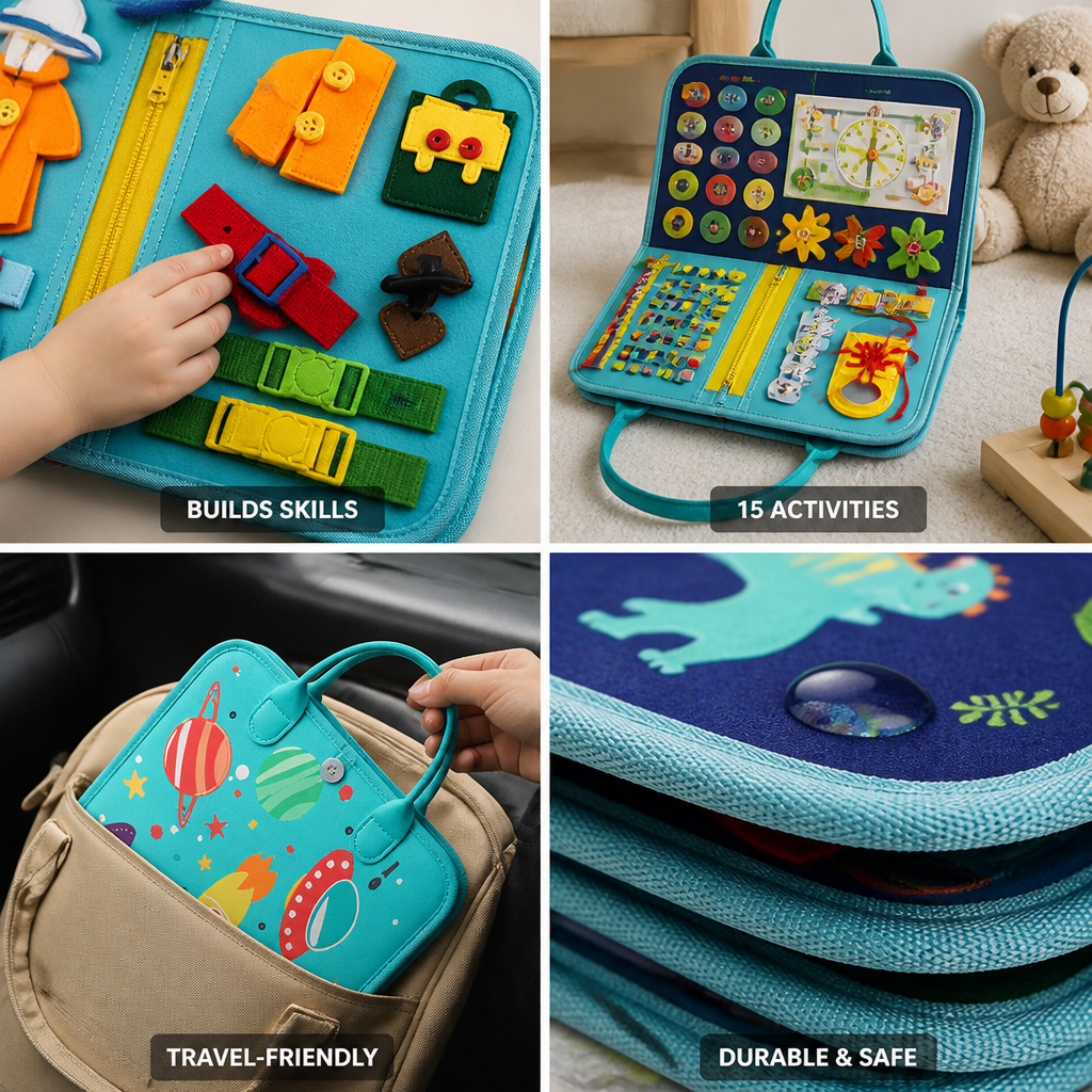 Sensory Montessori Busy Board (15 Activities)
