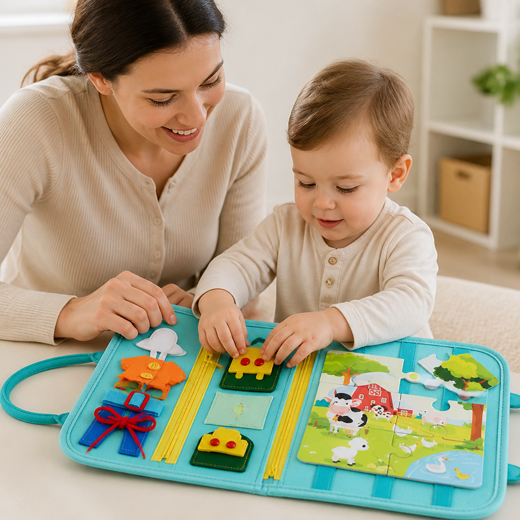 Sensory Montessori Busy Board (15 Activities)
