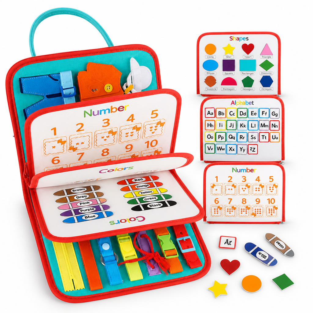 Sensory Montessori Busy Board (15 Activities)