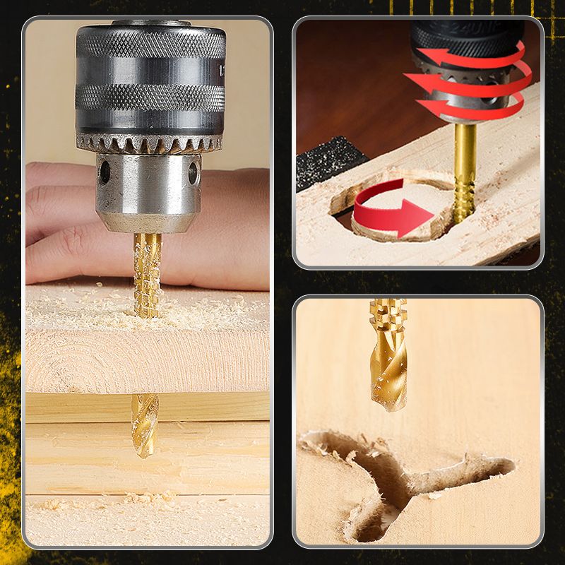 Serrated Drill Bit Set Titanium-Coated High-Speed Steel 6-Piece
