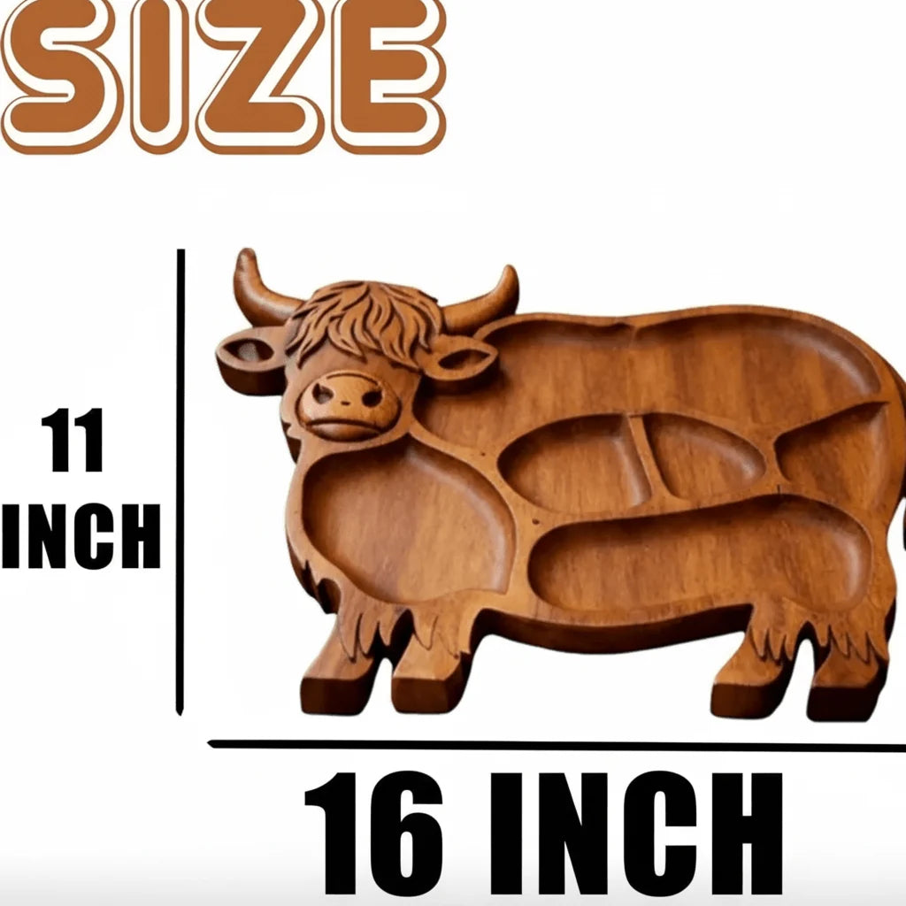 Serving Board Solid Wood Cow Design