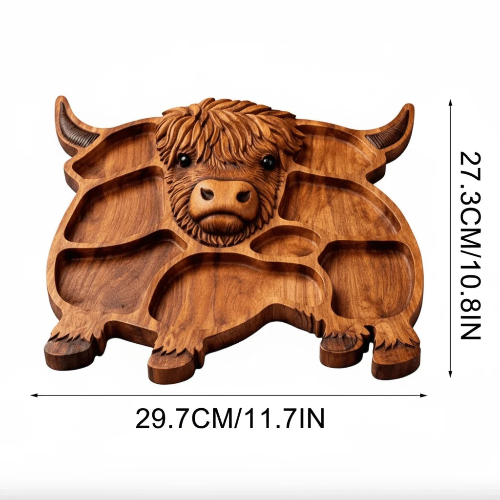 Serving Board Solid Wood Cow Design