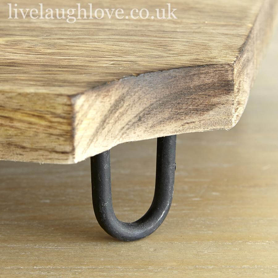 Serving Board Wooden Raised With Metal Feet