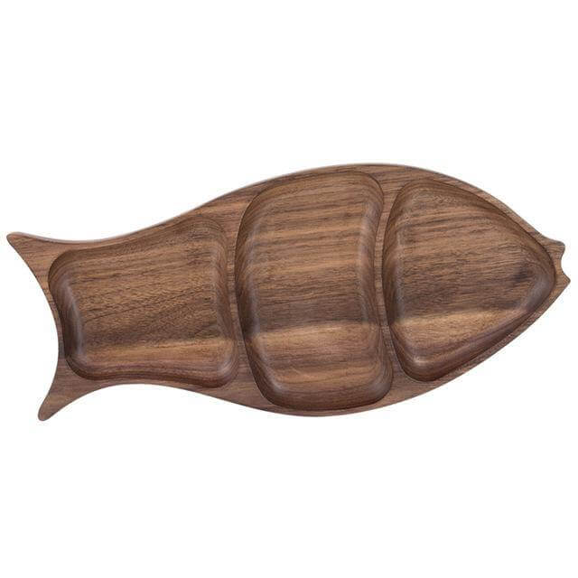 Serving Plate Fish-Shaped Natural Fir Wood