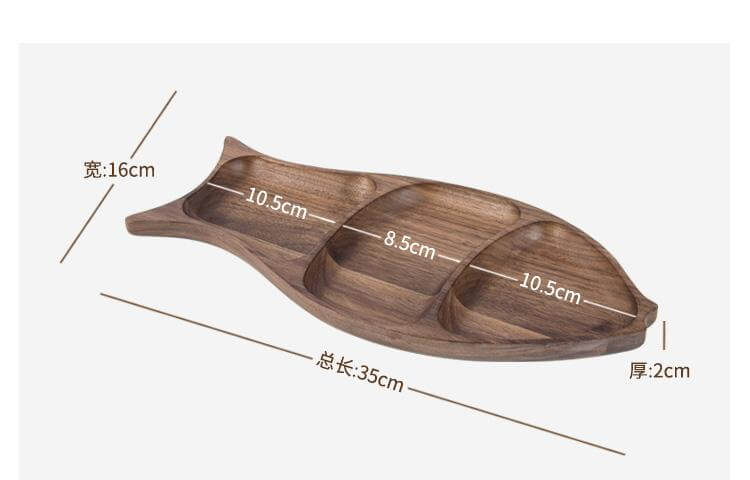 Serving Plate Fish-Shaped Natural Fir Wood