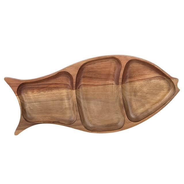 Serving Plate Fish-Shaped Natural Fir Wood