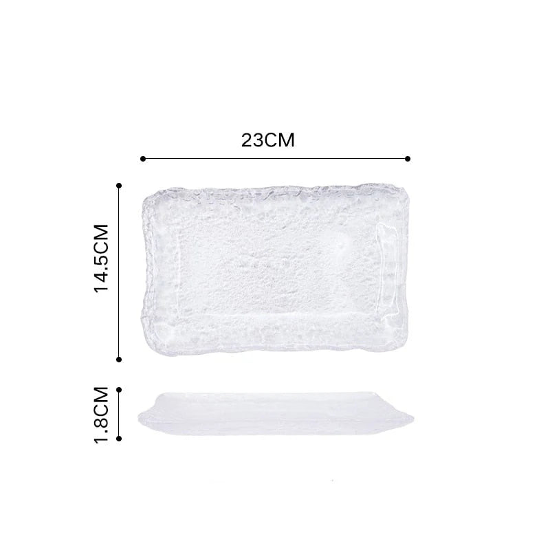 Serving Plate Glass Ice-Inspired Irregular Shape