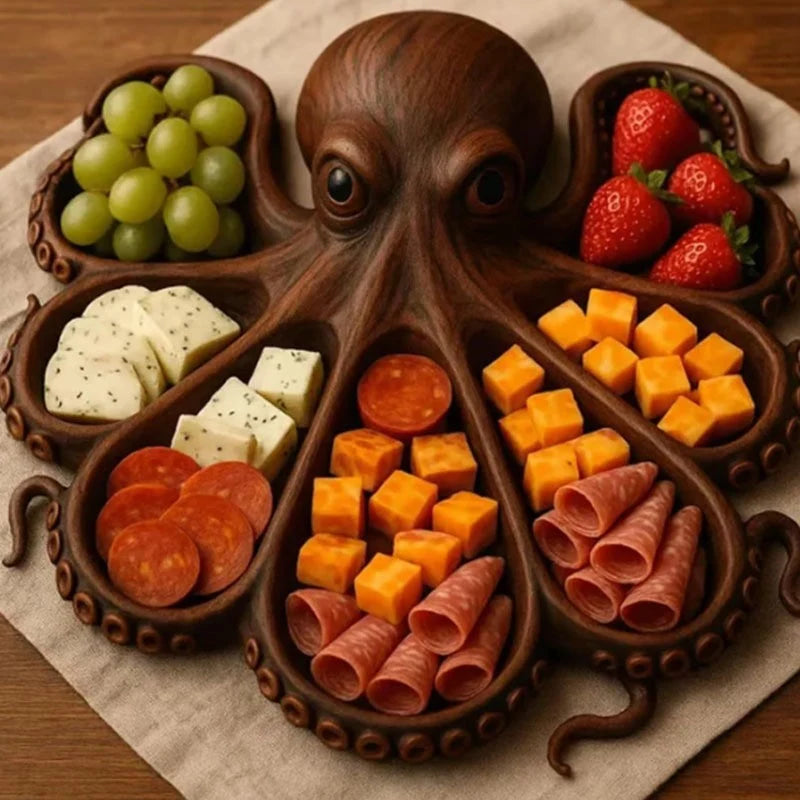 Serving Platter Wooden Turtle Shape Wipe-Clean Surface