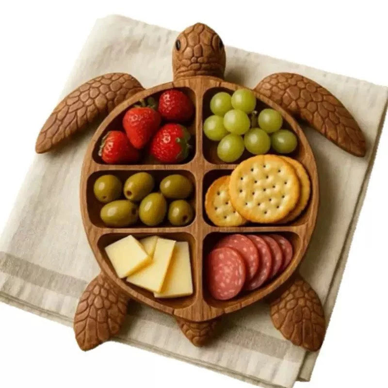Serving Platter Wooden Turtle Shape Wipe-Clean Surface