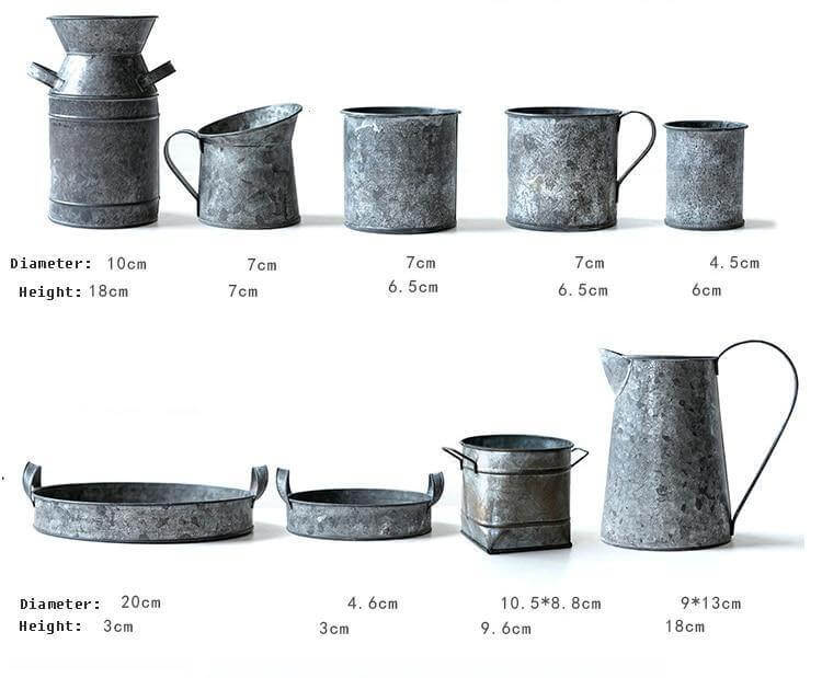 Serving Set Galvanized Zinc Rustic European Style