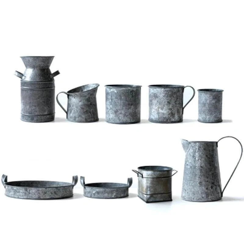 Serving Set Galvanized Zinc Rustic European Style