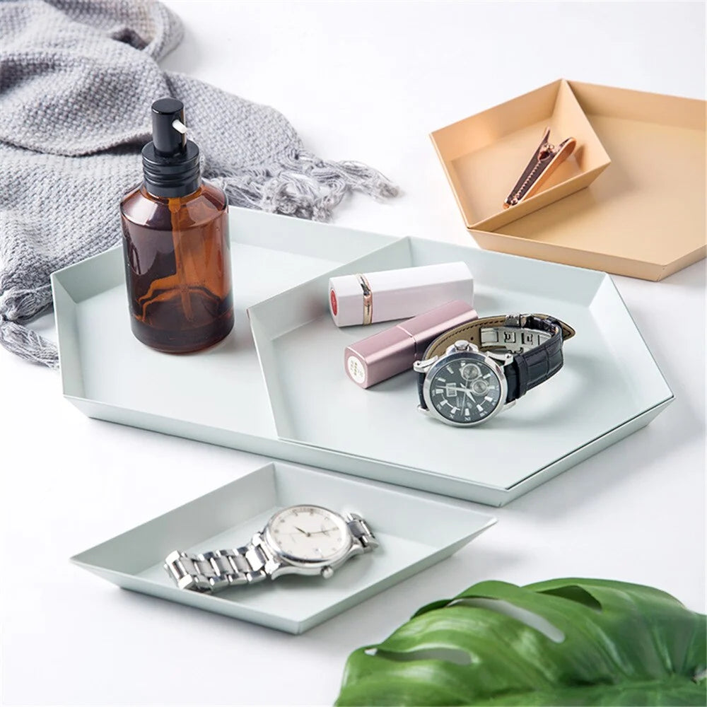 Serving Tray Metal Geometric Design