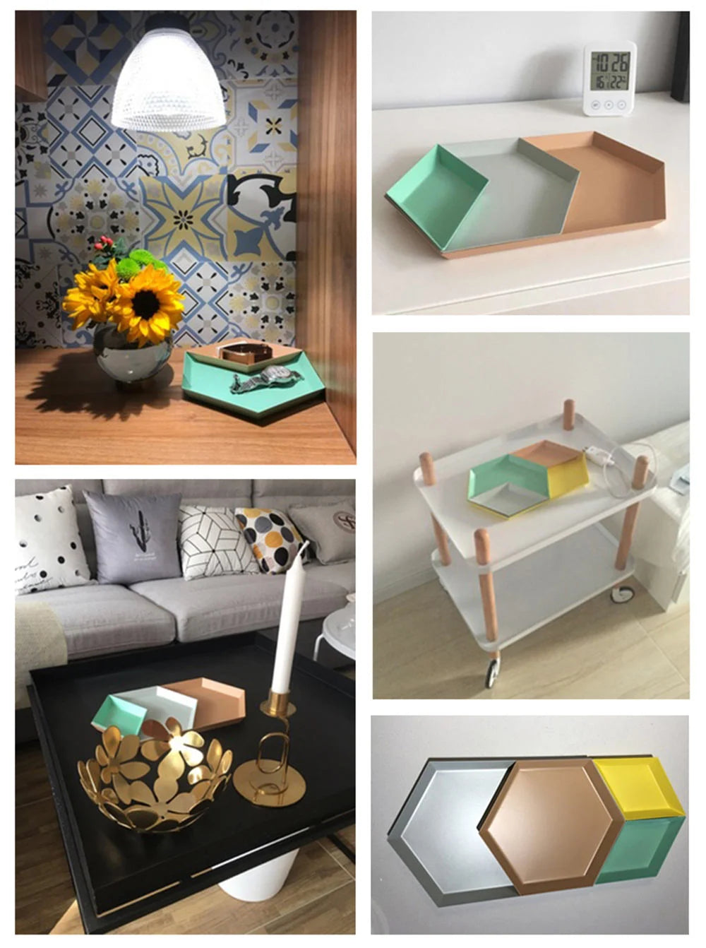Serving Tray Metal Geometric Design