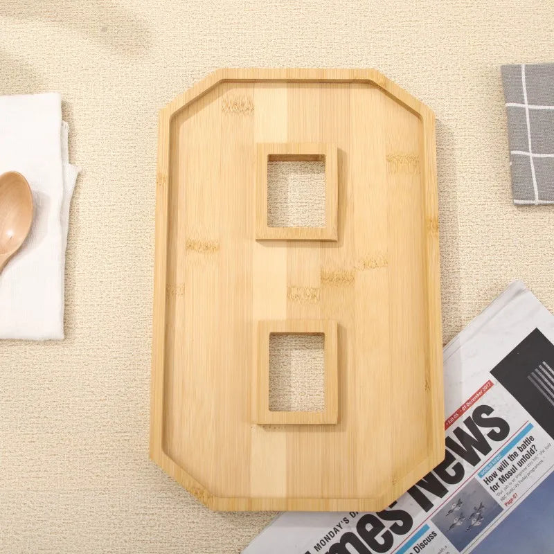 Serving Tray Number-Shaped Natural Wood