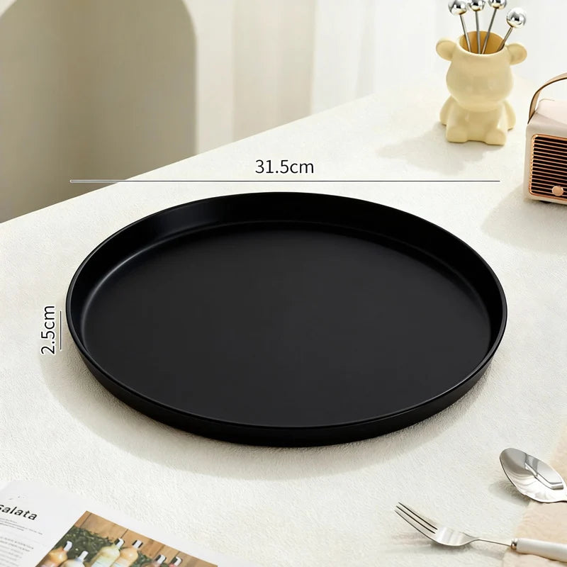 Serving Tray Round Plastic Easy-Clean Surface