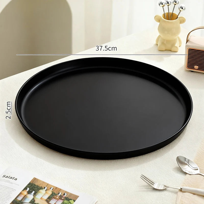 Serving Tray Round Plastic Easy-Clean Surface