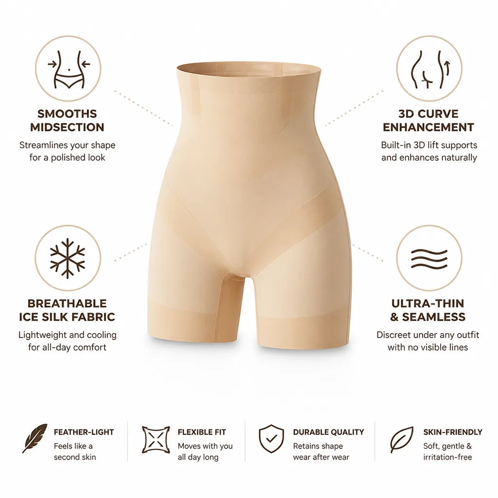 Shapewear Shorts Ultra-Thin 3D Lift Breathable Ice Silk