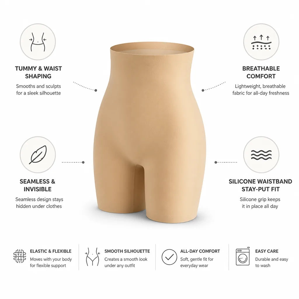 Shaping Shorts High-Waist Seamless & Breathable Silicone Waistband