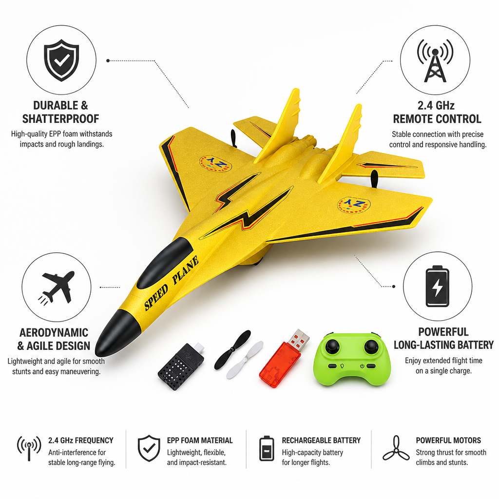 Shatterproof EPP Foam 2.4 GHz Remote-Controlled Airplane