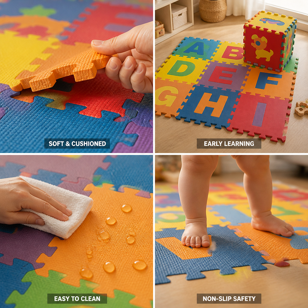 Shock-Absorbing EVA Foam Baby Play Mat (Set of 9)