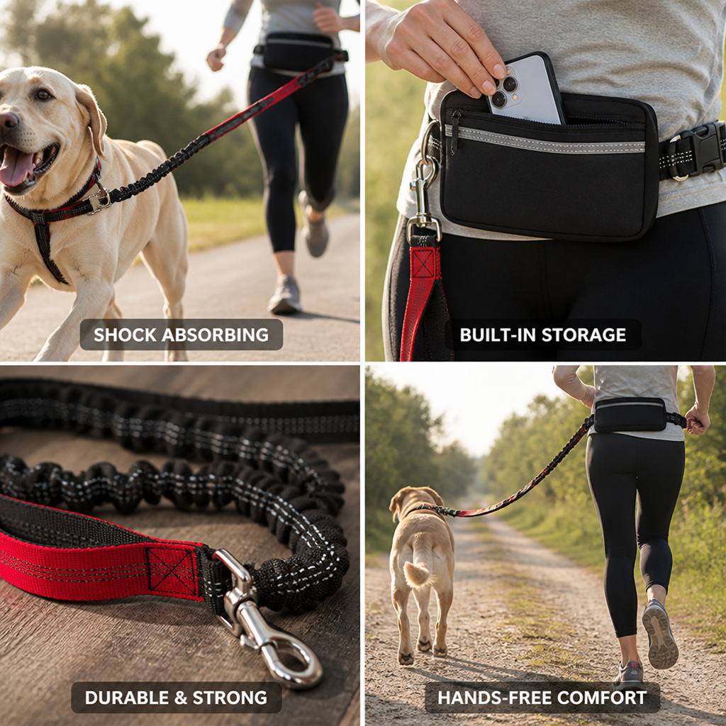 Shock-Absorbing Hands-Free Jogging Leash (Adjustable Hip Belt)