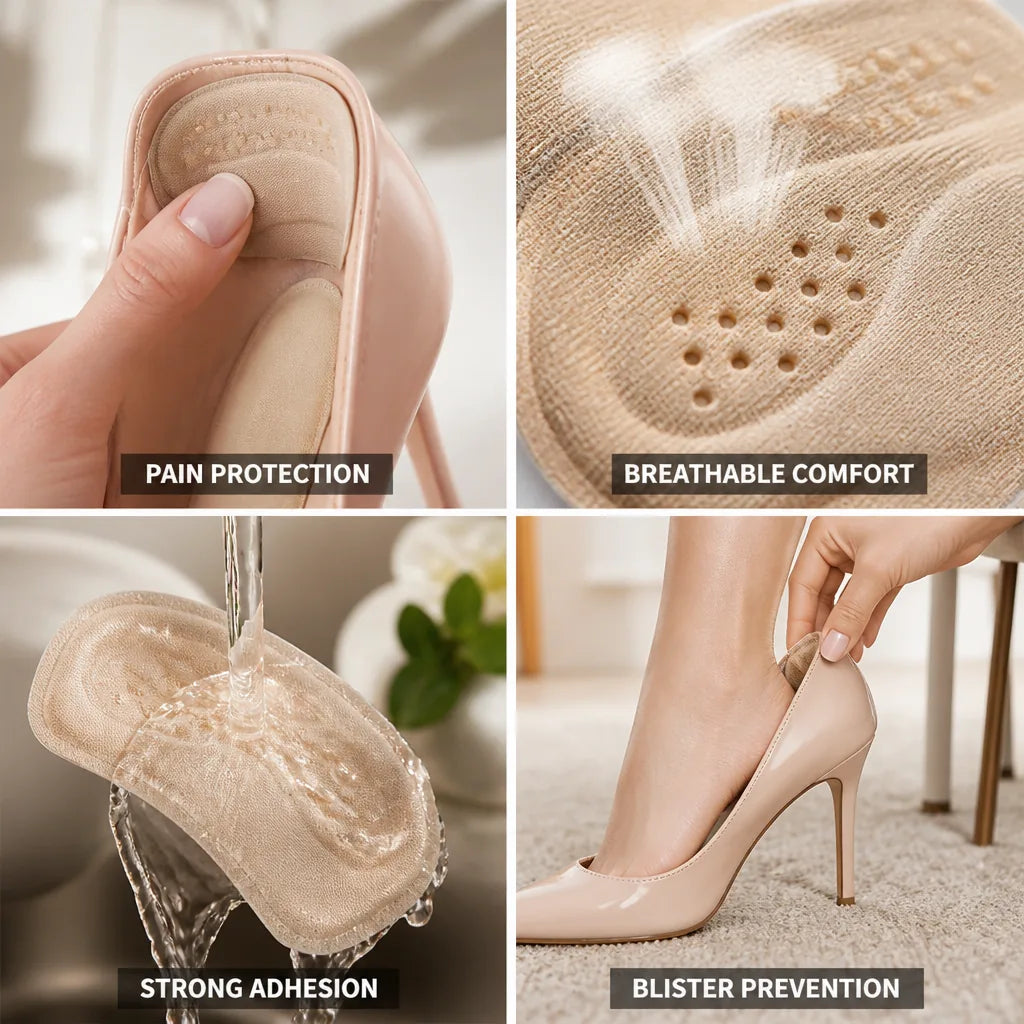 Shoe Heel Cushions Anti-Blister Gel Adhesive Hypoallergenic
