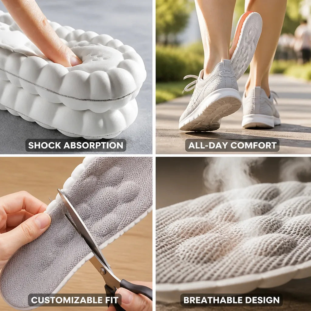 Shoe Insoles Shock-Absorbing Massage & Arch Support