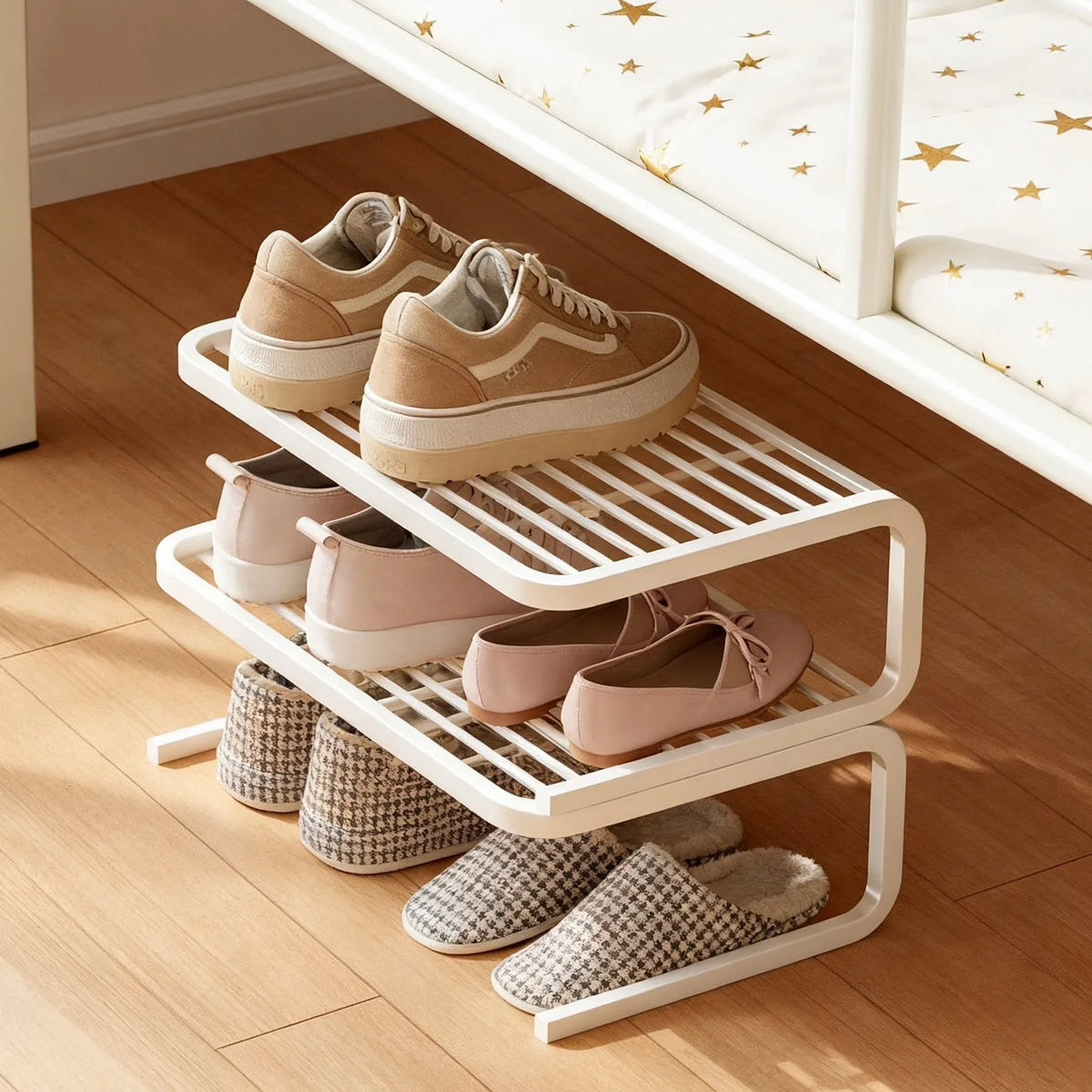 Shoe Organizer Two-Tier Powder-Coated Steel Space-Saving