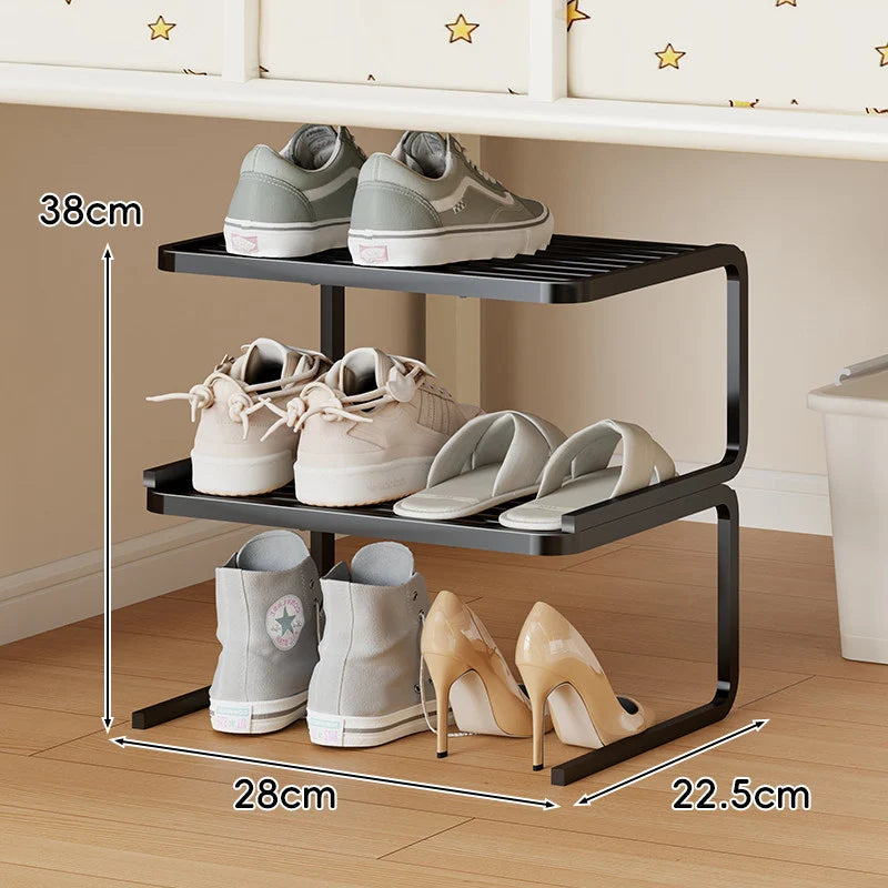 Shoe Organizer Two-Tier Powder-Coated Steel Space-Saving