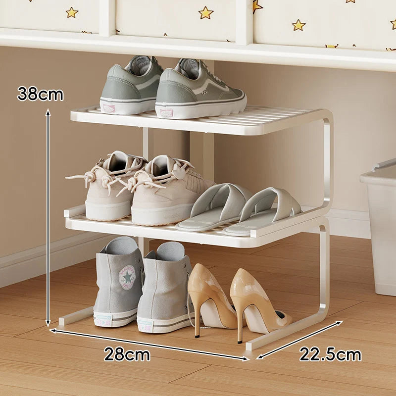 Shoe Organizer Two-Tier Powder-Coated Steel Space-Saving