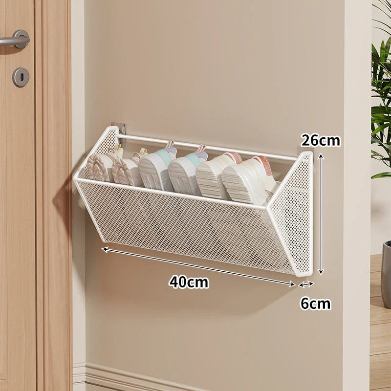 Shoe Organizer Wall-Mounted Ventilated Steel Mesh Space-Saving Storage
