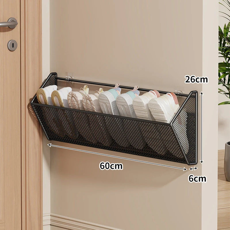 Shoe Organizer Wall-Mounted Ventilated Steel Mesh Space-Saving Storage