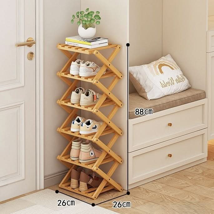 Shoe Rack Bamboo Foldable Tiered Storage