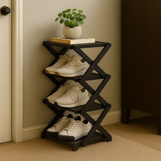 Shoe Rack Bamboo Foldable Tiered Storage